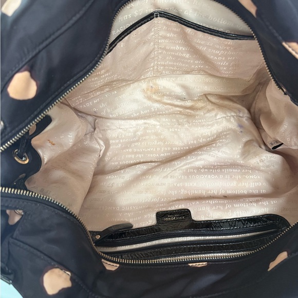 KATE SPADE  Nylon Tote – Black with Tan Polka Dots - Picture 6 of 7